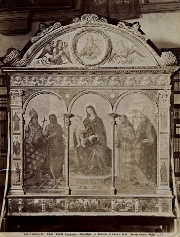 Alinari, Fratelli — Terni Umbria. - Pinacoteca. La Madonna in trono e Santi. (Scuola Umbra 1458.) — insieme
